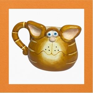 Russ Berrie Orange Tabby Cat Coffee Mug HandPainted